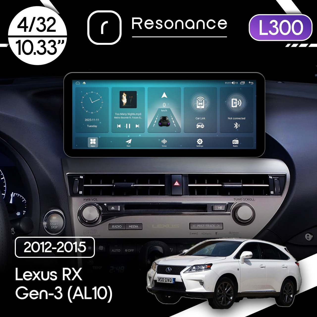 6944598205_magnitola-lexus-rx Магнітола Lexus RX Gen-3 (AL10) (2012-2015) Resonance L300 4/32 10.33" QLED, 360 (Audi Style) - Зображення 1