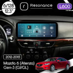 Магнітола Mazda 6 (Atenza) Gen-3 (GJ/GL) (2012-2015) [Low] Resonance L600 6/128 12.3" QLED, 360 (Mercedes-Benz Style)