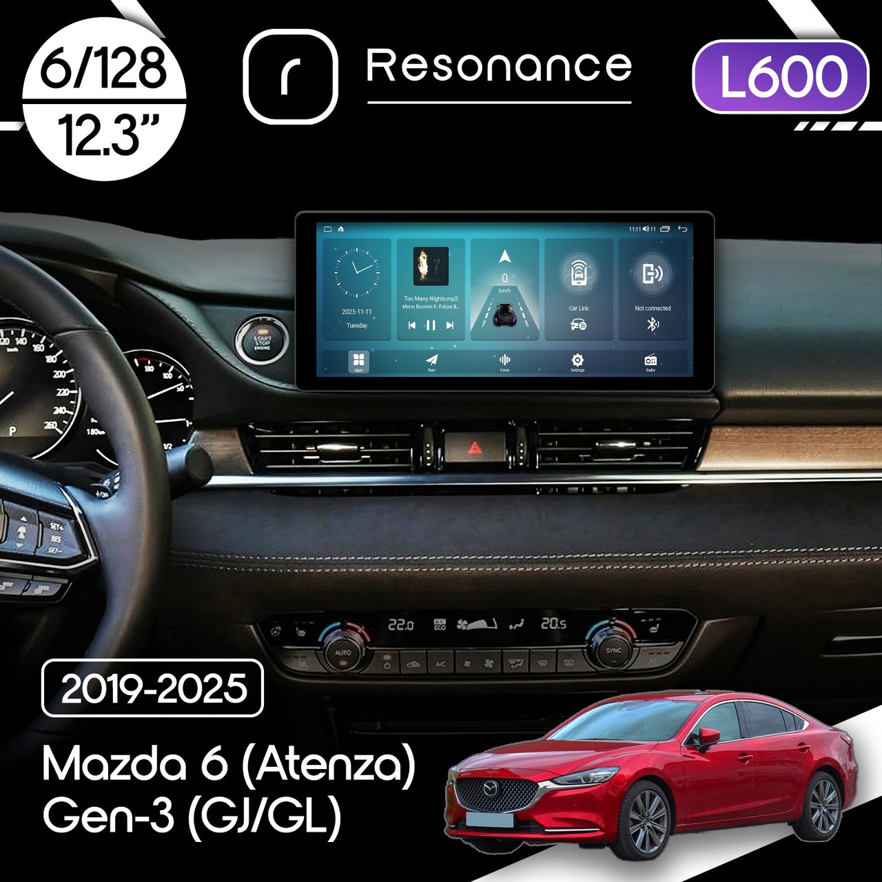 6947057501_magnitola-mazda-6 Магнітола Mazda 6 (Atenza) Gen-3 (GJ/GL) (2017-2025) Resonance L600 6/128 12.3" QLED, 360 (Audi Style) - Зображення 1