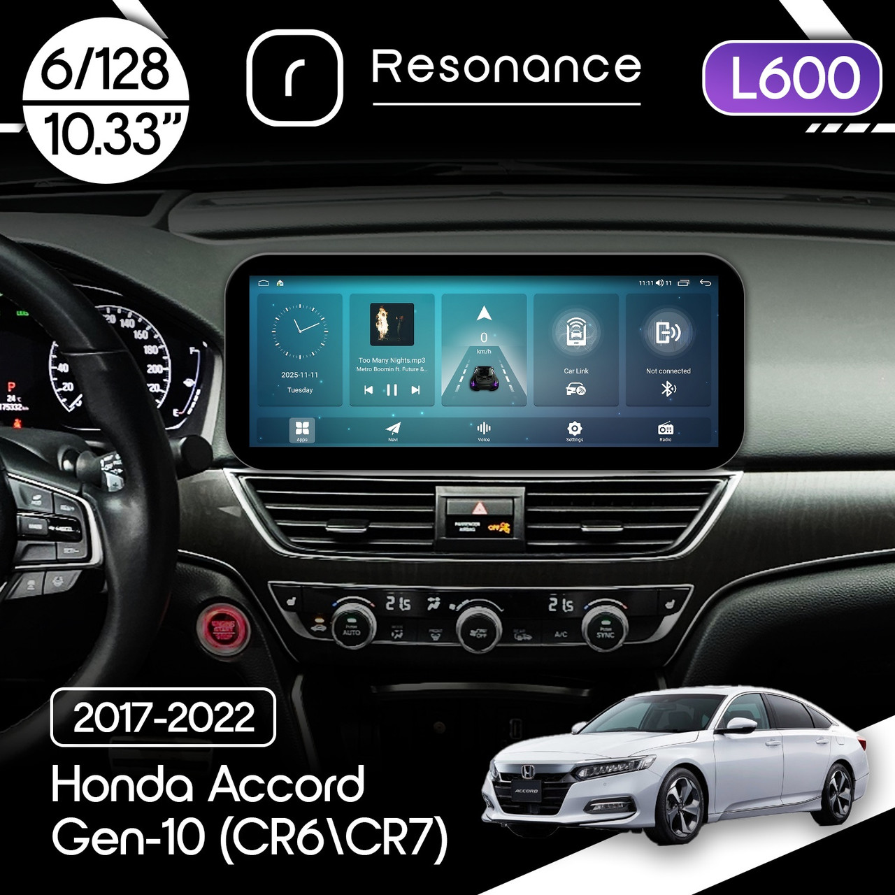 6947782880_magnitola-honda-accord Магнітола Honda Accord Gen-10 (CR6/CR7) (2017-2022) Resonance L600 6/128 10.33" QLED, 360 (Mercedes-Benz Style) - Зображення 1