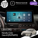 Магнітола Honda Civic Gen-8 (FK/FN/FD) (2005-2011) Resonance L600 6/128 12.3" QLED, 360 (BMW Style)