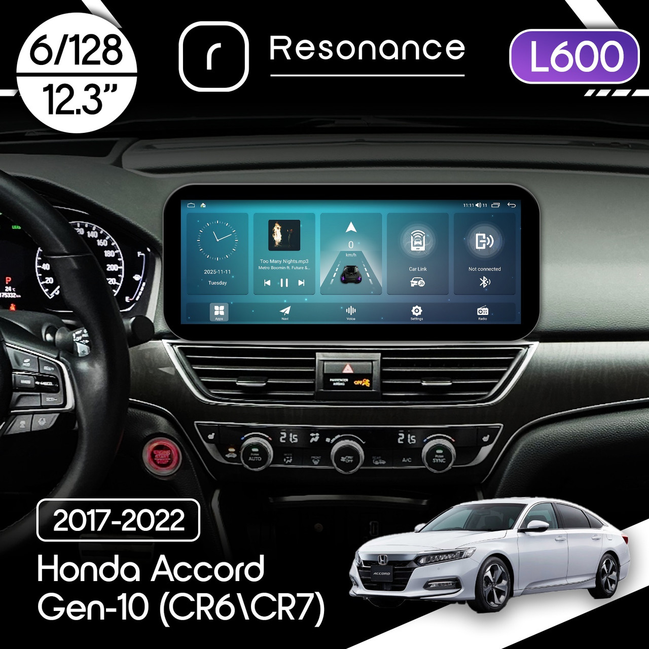 6947783266_magnitola-honda-accord Магнітола Honda Accord Gen-10 (CR6/CR7) (2017-2022) Resonance L600 6/128 12.3" QLED, 360 (Mercedes-Benz Style) - Зображення 1
