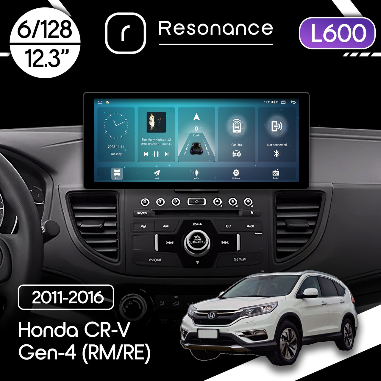 6947783469_magnitola-honda-cr-v Магнітола Honda CR-V Gen-4 (RM/RE) (2011-2016) Resonance L600 6/128 12.3" QLED, 360 (Audi Style) - Зображення 1