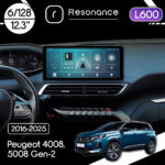 Магнітола Peugeot 4008, 5008 (2016-2025) Resonance L600 6/128 12.3" QLED, 360 (Audi Style)