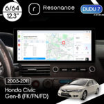 Магнітола Honda Civic Gen-8 (FK/FN/FD) (2005-2011) DUDU 7 12.3" 2K QLED, 6/64, 360 (Style A)