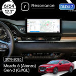 Магнітола Mazda 6 (Atenza) Gen-3 (GJ/GL) (2017-2025) DUDU 7 12.3" 2K QLED, 6/64, 360 (Style A)