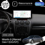 Магнітола Mazda 6 (Atenza) Gen-1 (GG/GY) (2002-2008) DUDU 7 12.3" 2K QLED, 6/64, 360 (Style A)