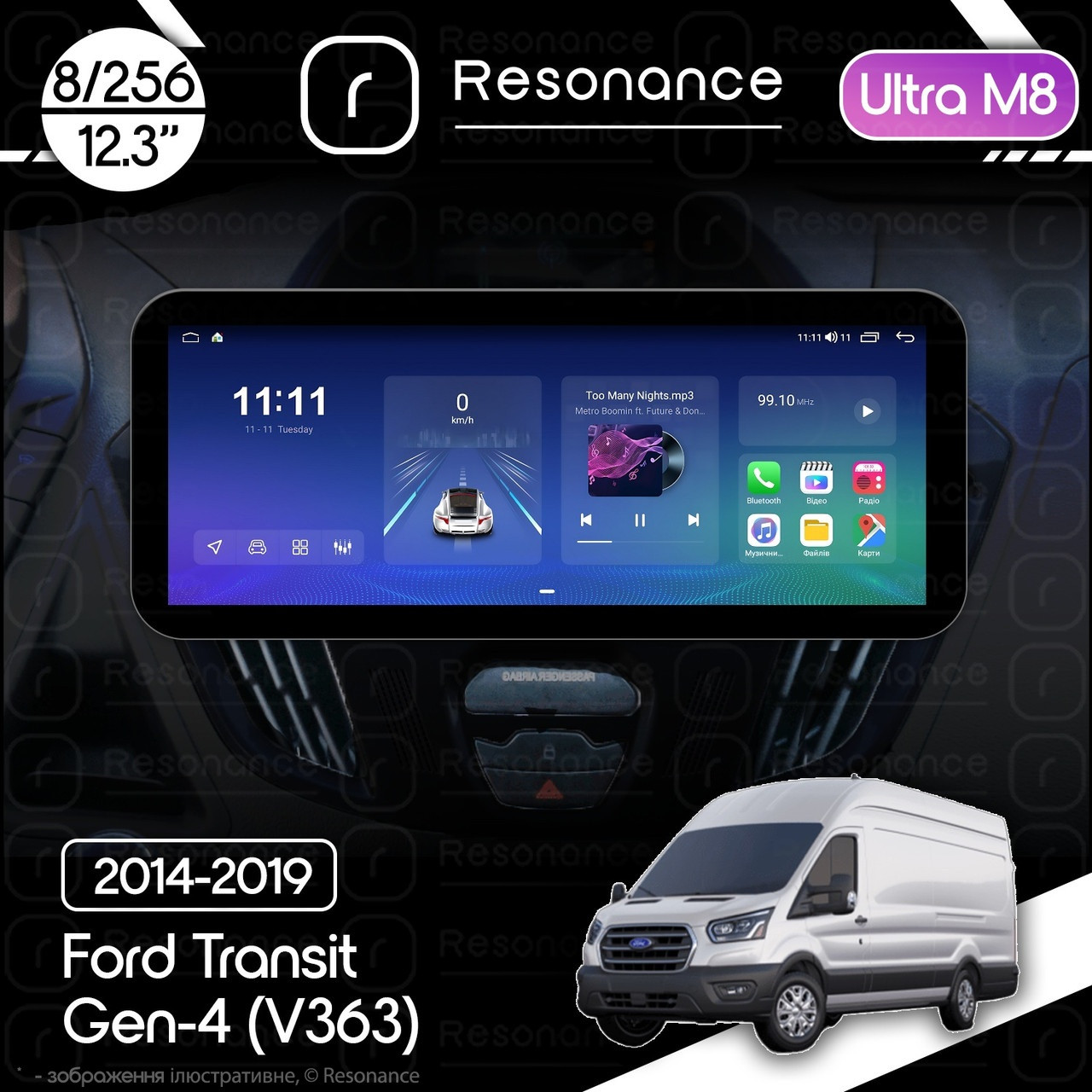 6986231380_magnitola-ford-transit Магнітола Ford Transit 3 (2016-2022) Resonance Ultra M8 (7862) 8/256, 12.3" QLED, 360 (Benz Style) - Зображення 1