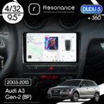 Магнітола Audi A3 Gen-2 (8P) (2003-2013) DUDU 5 9.5" QLED, 4/32, 360