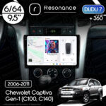 Магнітола Chevrolet Captiva Gen-1 (C100, C140) (2006-2011) [Штатне розташування] DUDU 7 9.5" 2K QLED, 6/64, 360