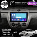 Магнітола Chevrolet Lacetti Gen-1 hatchback (J200) (2002-2008) [Кондиціонер, Silver, C] 9”Resonance Ultra M6 (7862) 6/128, 9"