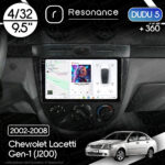 Магнітола Chevrolet Lacetti Gen-1 hatchback (J200) (2002-2008) [Кондиціонер, Black, C] 9”DUDU 5 9.5" QLED, 4/32, 360