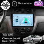 Магнітола Chevrolet Lacetti Gen-1 sedan (J200) (2002-2008) [Кондиціонер, Black, B] 10”Resonance Ultra T100 2/32, 10" IPS (CarPlay)