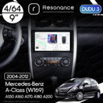 Магнітола Mercedes-Benz A-Class (W169 Low) A150 A160 A170 A180 A200 (2004-2012) DUDU 3 9" QLED, 4/64