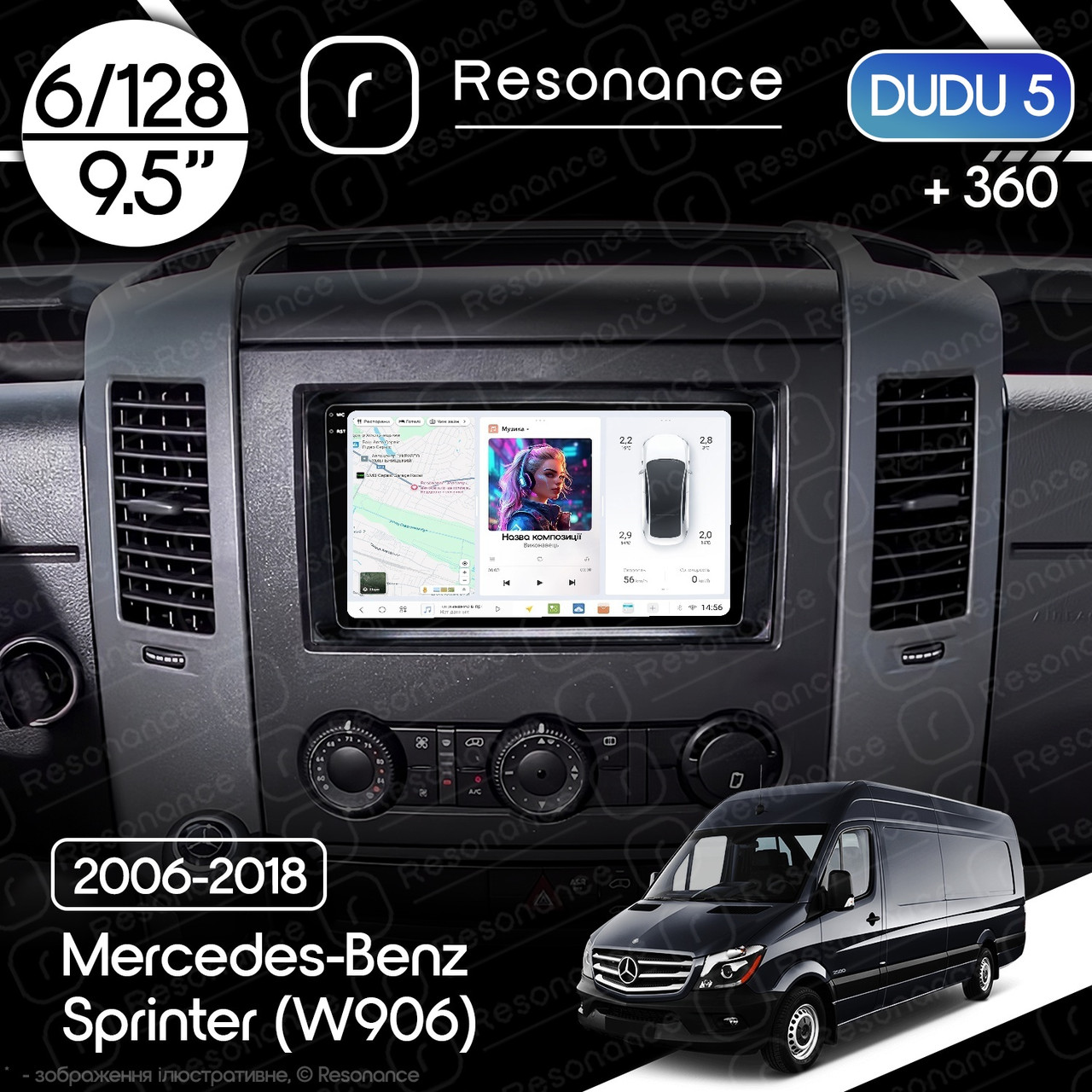 7013095853_magnitola-mercedes-benz-sprinter Магнітола Mercedes-Benz Sprinter (W906) (2006-2018) DUDU 5 9.5" QLED, 6/128, 360 - Зображення 1
