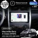 Магнітола Mercedes-Benz A-Class (W169) A150 A160 A170 A180 A200 (2004-2012) DUDU 7 9.5" 2K QLED, 8/128, 360