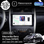 Магнітола Mercedes-Benz A-Class (W169) A150 A160 A170 A180 A200 (2004-2012) DUDU 4 9.5" QLED, 4/32