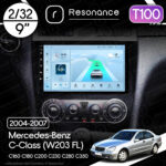 Магнітола Mercedes-Benz C-Class (W203 FL) C160 C180 C200 C230 C280 C350 (2004-2007) Resonance Ultra T100 2/32, 9" IPS (CarPlay)