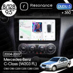 Магнітола Mercedes-Benz C-Class (W203 FL) C160 C180 C200 C230 C280 C350 (2004-2007) DUDU 5 9.5" QLED, 8/128, 360