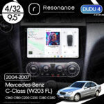 Магнітола Mercedes-Benz C-Class (W203 FL) C160 C180 C200 C230 C280 C350 (2004-2007) DUDU 4 9.5" QLED, 4/32