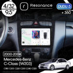 Магнітола Mercedes-Benz C-Class (W203) C180 С200 C220 С230 С240 С320 (2000-2004) DUDU 5 9.5" QLED, 4/32, 360