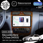 Магнітола Mercedes-Benz C-Class (W203) C180 С200 C220 С230 С240 С320 (2000-2004) [Brown] DUDU 5 9.5" QLED, 4/32, 360