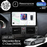 Магнітола Mercedes-Benz C-Class (W204) (2007-2011) [Black] DUDU 5 9.5" QLED, 4/32, 360