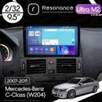 Магнітола Mercedes-Benz C-Class (W204) (2007-2011) [Black] Resonance Ultra M2 2/32, 9.5" 2K QLED