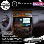 Магнітола Mercedes-Benz CLK-Class (W209) CLK 200 240 270 320 AMG (2001-2006) Resonance Ultra S12 (7870) 12/256, 9.5" 2K, 360