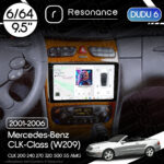 Магнітола Mercedes-Benz CLK-Class (W209) CLK 200 240 270 320 500 55 AMG (2001-2006) DUDU 6 9.5" 2K QLED, 6/64
