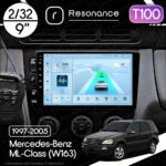 Магнітола Mercedes-Benz ML-Class (W163) (1997-2005) [Клімат-контроль, Black] Resonance Ultra T100 2/32, 9" IPS (CarPlay)
