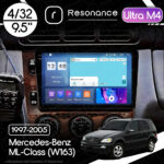 Магнітола Mercedes-Benz ML-Class (W163) (1997-2005) [Клімат-контроль, Дерево] Resonance Ultra M4 4/32, 9.5" 2K QLED