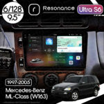 Магнітола Mercedes-Benz ML-Class (W163) (1997-2005) [Клімат-контроль, Дерево] Resonance Ultra S6 (7870) 6/128, 9.5" 2K QLED, 360