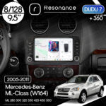 Магнітола Mercedes-Benz ML-Class (W164) ML 350 300 320 450 (2005-2011) [з кнопками] DUDU 7 9.5" 2K QLED, 8/128, 360