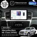 Магнітола Mercedes-Benz ML-Class (W166) ML 250 300 350 400 (2011-2015) DUDU 4 9.5" QLED, 4/32
