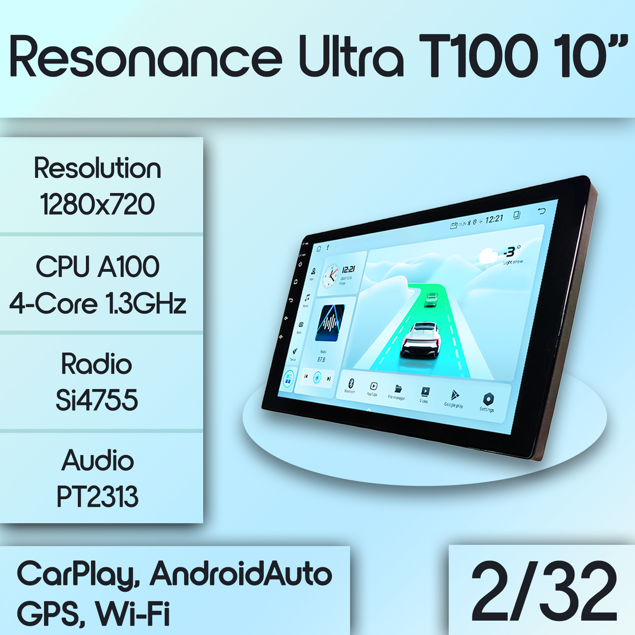 7036496192_universalna-2-din-magnitola Універсальна 2-DIN магнітола Resonance Ultra 10" T100 (2/32 Гб), HD (1280x720) IPS, GPS Wi-Fi - Зображення 1
