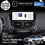 Магнітола Toyota Highlander Gen-2 (XU40) (2007-2013) [Low] DUDU 7 12.3" 2K QLED, 6/64, 360 (Style B)