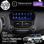 Магнітола Toyota Highlander Gen-2 (XU40) (2007-2013) [Low] Resonance L600 6/128 12.3" QLED, 360 (Mercedes-Benz Style)