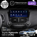 Магнітола Toyota Highlander Gen-2 (XU40) (2007-2013) [Low] Resonance L600 6/128 12.3" QLED, 360 (Audi Style)
