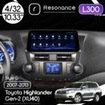 Магнітола Toyota Highlander Gen-2 (XU40) (2007-2013) [High, Gray] Resonance L300 4/32 10.33" QLED, 360 (BMW Style)