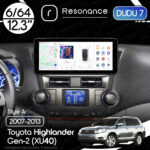 Магнітола Toyota Highlander Gen-2 (XU40) (2007-2013) [High, Gray] DUDU 7 12.3" 2K QLED, 6/64, 360 (Style A)