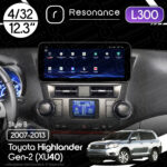 Магнітола Toyota Highlander Gen-2 (XU40) (2007-2013) [High, Gray] Resonance L300 4/32 12.3" QLED, 360 (Mercedes-Benz Style)