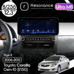 Магнітола Toyota Corolla 10 (E140, E150) (2006-2013) [Gray] Resonance Ultra M8 (7862) 8/256, 12.3" QLED, 360 (Benz Style)