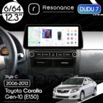 Магнітола Toyota Corolla 10 (E140, E150) (2006-2013) [Gray] DUDU 7 12.3" 2K QLED, 6/64, 360 (Style C)