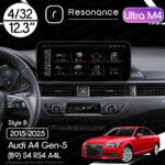 Магнітола Audi A4 Gen-5 (B9) S4 RS4 A4L (2015-2025) Resonance Ultra M4 (7862) 4/64, 12.3" QLED, 360 (Benz Style)