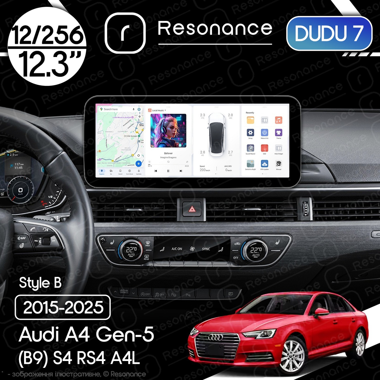 7047119360_magnitola-audi-a4 Магнітола Audi A4 Gen-5 (B9) S4 RS4 A4L (2015-2025) DUDU 7 12.3" 2K QLED, 12/256, 360 (Style B) - Зображення 1