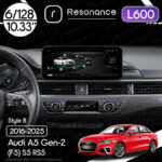 Магнітола Audi A5 Gen-2 (F5) S5 RS5 (2016-2025) Resonance L600 6/128 10.33" QLED, 360 (Mercedes-Benz Style)