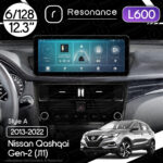 Магнітола Nissan Qashqai 2 (J11) (2013-2022) Resonance L600 6/128 12.3" QLED, 360 (Audi Style)