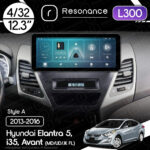 Магнітола Hyundai Elantra 5, Avant, i35 (MD/UD/JK FL) (2013-2016) Resonance L300 4/32 12.3" QLED, 360 (Audi Style)