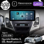 Магнітола Hyundai Elantra 5, Avant, i35 (MD/UD/JK FL) (2013-2016) Resonance L600 6/128 12.3" QLED, 360 (Audi Style)